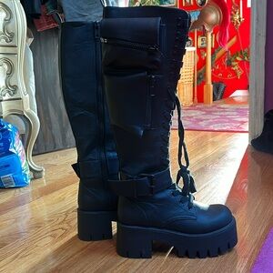 Dolls Kill current mood obsidian pocket combat boots